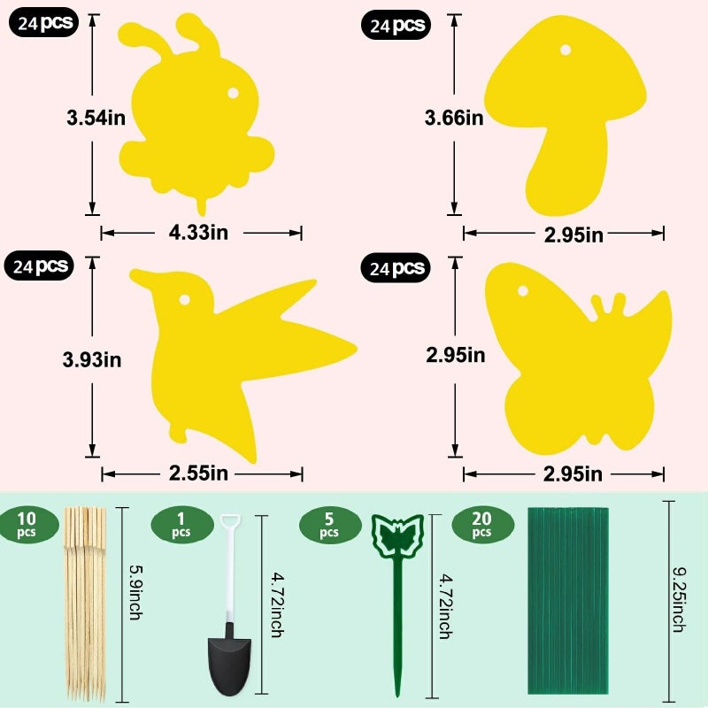 Stingmon 96 Pack Yellow Fungus Gnat Sticky Traps, Gnat Traps for House Indoor Gnats Killer, House Plant Gnats Bugs Sticky Killer Fruit Fly Traps for Indoor - Image 2